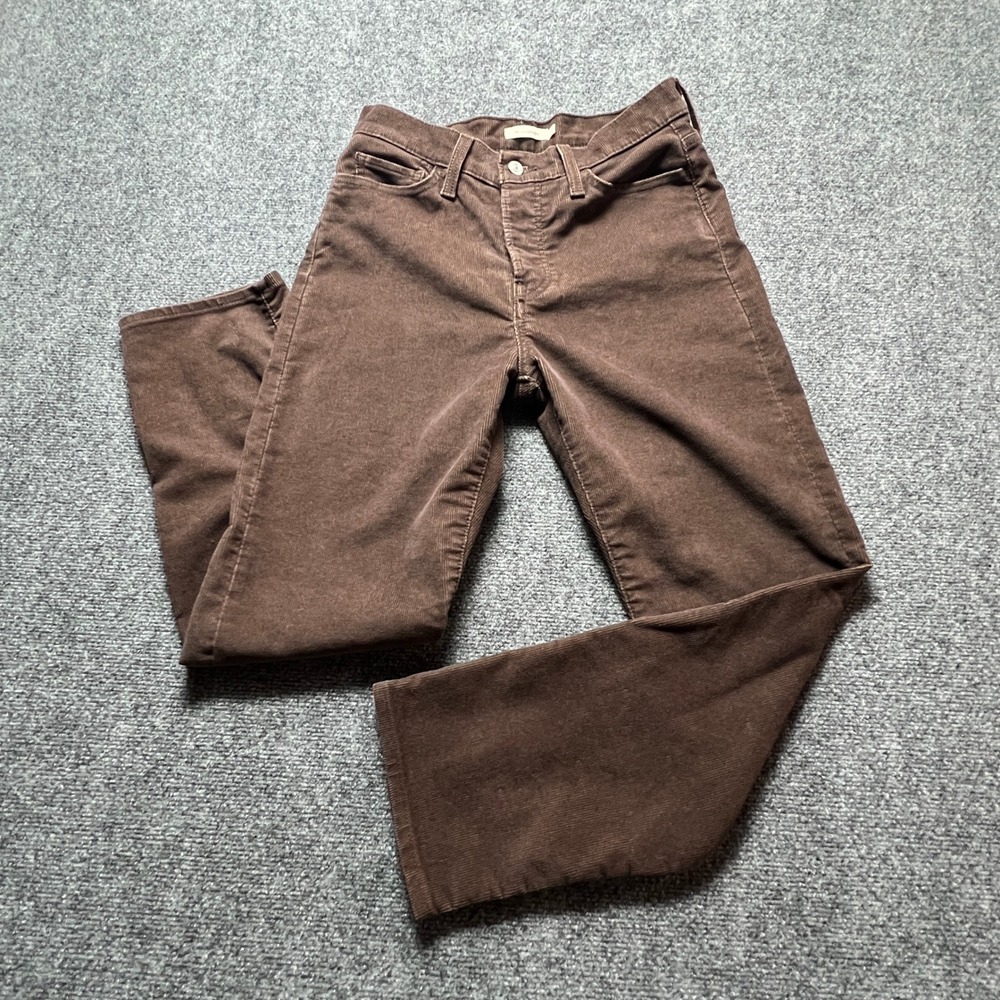 Levis Premium Big E Red Tab Wedgie Straight Leg Corduroys Brown High Rise 28
